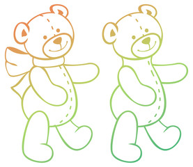 Contour image of teddy bears. Raster clip art.