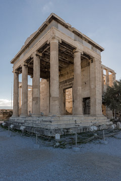 Ancient Greek temple The Erechtheion on the north side of the Acropolis of Athens, Attica, Greece