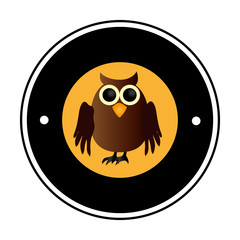 circular frame with halloween owl vector illustration
