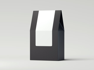 Black packaging recycled paper bag. 3d rendering