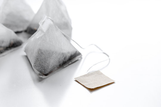 Triangle Teabags On White Background Mockup