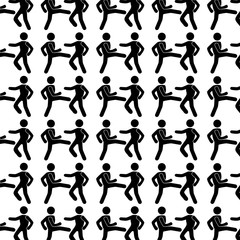monochrome background with pattern men martial arts kick vector illustration