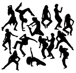 Dance and Jumping Activity Silhouettes, art vector design