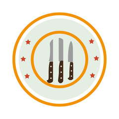 color circular frame with knife set vector illustration