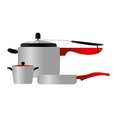 colorful silhouette with pans with handling vector illustration