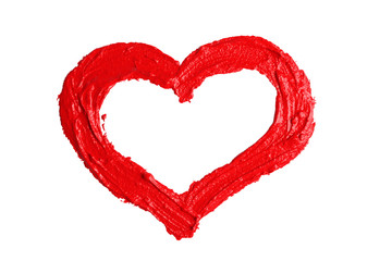 Painted red heart on white background