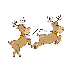 Fototapeta premium color silhouette with reindeers couple vector illustration