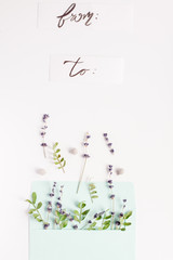 calligraphy floral pattern top view mock up