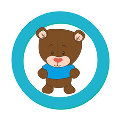 color circular frame with teddy bear vector illustration