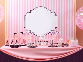 Table with tasty sweets prepared for party
