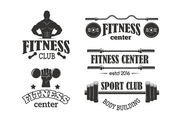 Gym sport club fitness emblem vector illustration.