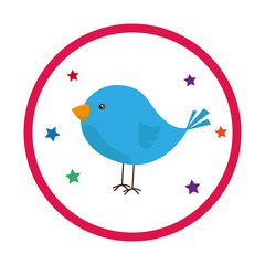 colorful circular frame with bird vector illustration