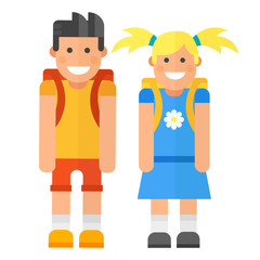 School kid character vector illustration.