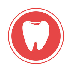 circular border with silhouette white tooth vector illustration