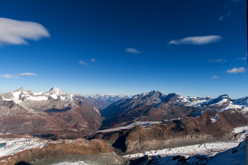 Amazing panorama of Swiss Alps and Zermatt Resort, Canton of Valais, Switzerland 
