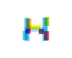 Letter H Colorful Overlay Irregular Break Shape Vector Logo Design Element