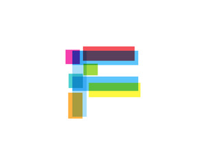 Letter F Colorful Overlay Irregular Break Shape Vector Logo Design Element