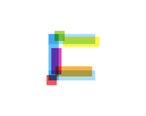 Letter C Colorful Overlay Irregular Break Shape Vector Logo Design Element