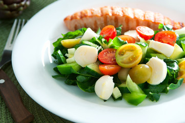 Salad and salmon