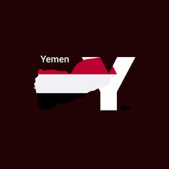 Yemen Initial Letter Country with Flag Map Vector