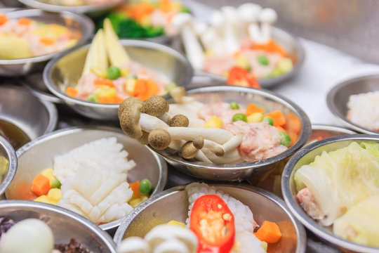 Various kinds of dim sum including dumplings, traditional chinese food. a kind of local breakfast of Chinese-Thai people who live in Southern part of Thailand