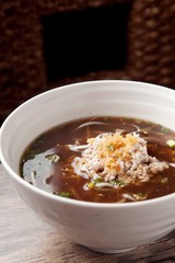 Delicious pork rice noodle made with fresh pork and vegetables