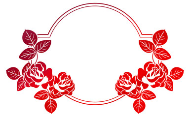 Gradient frame with roses. Raster clip art.