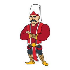 Cartoon Janissary Warrior Vector Illustration