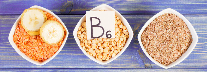 Products and ingredients containing vitamin B6 and dietary fiber, healthy nutrition