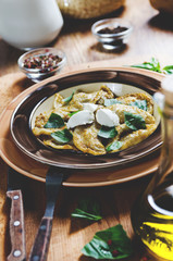 agnolotti with lamb. pasta stuffed with cream cheese and red pesto