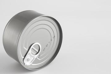 Tin can isolated on grey background