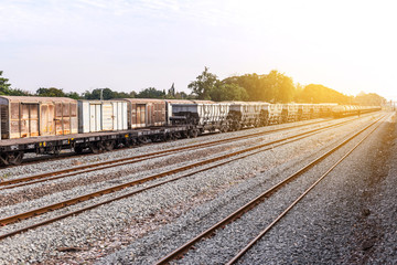 train and Railway track on steel bridge railway junction