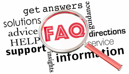 FAQ Frequently Asked Questions Magnifying Glass 3d Illustration