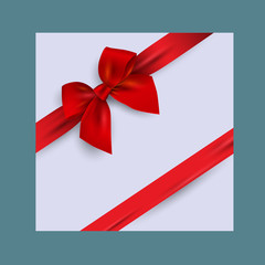 Card with realistic red bow