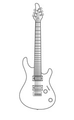 Naklejka premium Beautiful rock electric guitar in a loop on a white background 