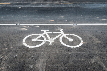 Bicycle Lane Sign on Asphalt Road