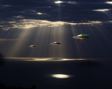 Spaceships flying on the earth