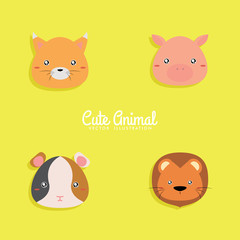 Cartoon animals face