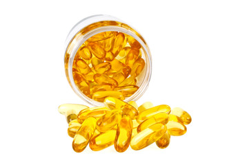 Omega 3 capsules from Fish Oil on white background