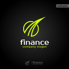 fin finance logo. modern eye catching logo with green color