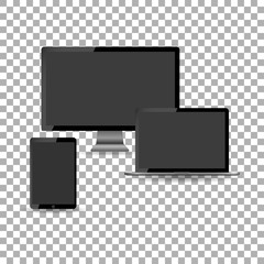 Dark display tablet phone screen on a background isolate, stylish vector illustration