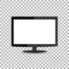 Monitor with white screen on a background isolate, stylish vector illustration