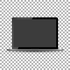 Laptop with a dark screen on the background isolate, stylish vector illustration