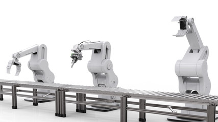 robotic arm with conveyor line