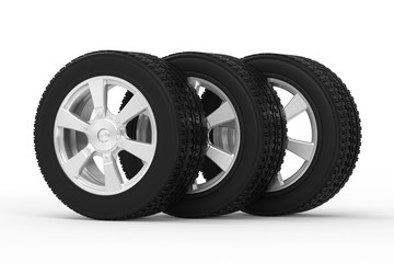 black tire with alloy wheel
