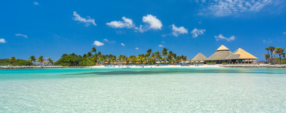 Flamingo beach at Aruba island