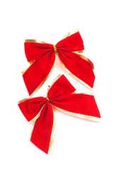 Cotton red bow with Golden braid isolated on white background