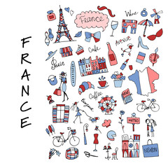 France, icons collection. Sketch for your design
