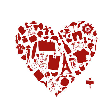 I love France, icons collection. Sketch for your design