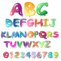 Alphabet in the form of balloons. Easy editable vector file. Perfect letters design for festival poster.